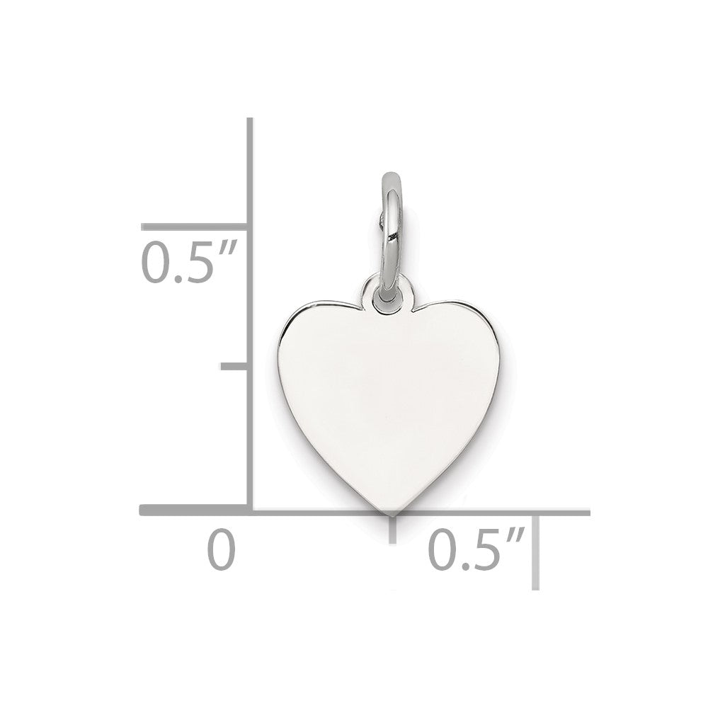 SS Rh-plt Engraveable Heart Polished Front/Satin Back Disc Charm
