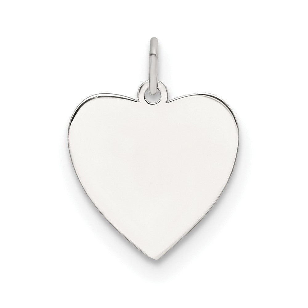 SS Rh-plt Engraveable Heart Polished Front/Satin Back Disc Charm