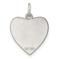SS Rh-plt Engraveable Heart Polished Front/Satin Back Disc Charm