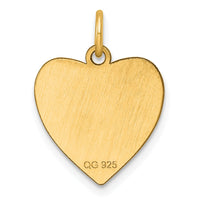 Sterling Silver GP Engraveable Heart Polished Disc Charm