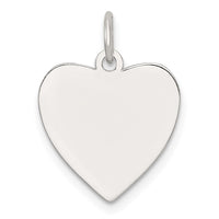 SS Rh-plt Engraveable Heart Polished Front/Satin Back Disc Charm