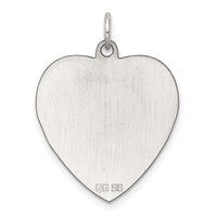 SS Rh-plt Engraveable Heart Polished Front/Satin Back Disc Charm