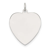 SS Rh-plt Engraveable Heart Polished Front/Satin Back Disc Charm