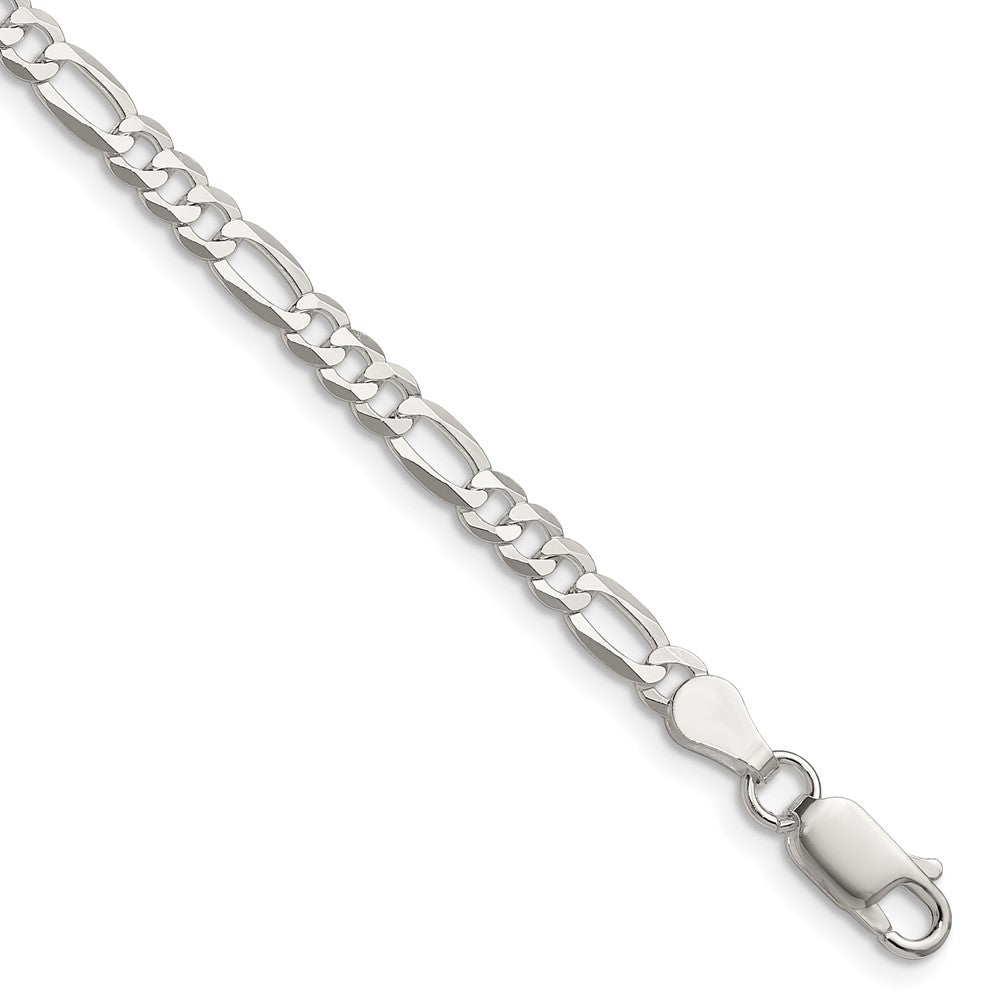 Sterling Silver 4.0mm Lightweight Flat Figaro Chain