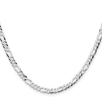 Sterling Silver Rhodium-plated 4.0mm Lightweight Flat Figaro Chain