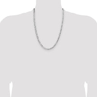 Sterling Silver Rhodium-plated 4.0mm Lightweight Flat Figaro Chain