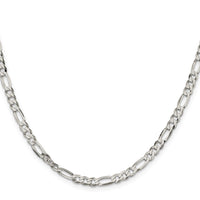 Sterling Silver 4.5mm Lightweight Flat Figaro Chain