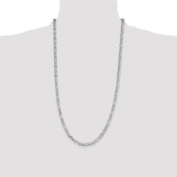 Sterling Silver Rhodium-plated 4.5mm Lightweight Flat Figaro Chain