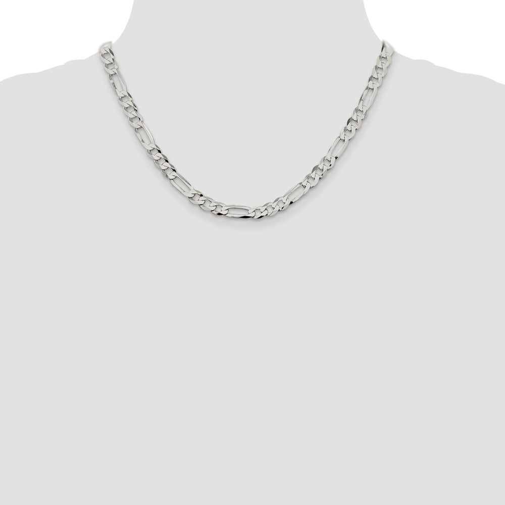 Sterling Silver 7.0mm Lightweight Flat Figaro Chain