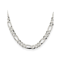 Sterling Silver 8.5mm Lightweight Flat Figaro Chain