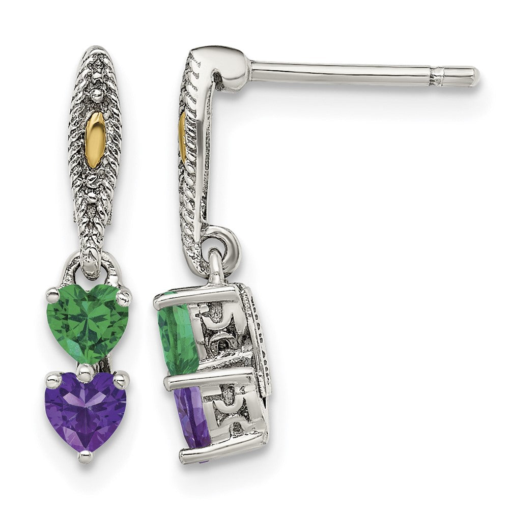 Sterling Silver Antiqued w/14k 2-stone Mother's Earring Mounting