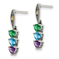 Sterling Silver Antiqued w/14k 3-stone Mother's Earring Mounting