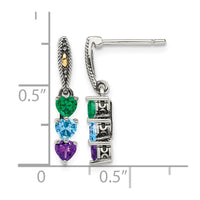 Sterling Silver Antiqued w/14k 3-stone Mother's Earring Mounting
