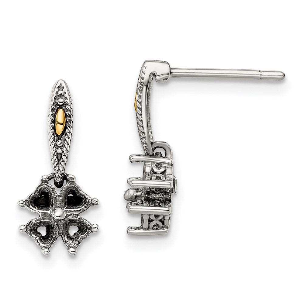 Sterling Silver Antiqued w/14k 4-stone Mother's Earring Mounting