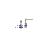 Sterling Silver Antiqued w/14k 4-stone Mother's Earring Mounting