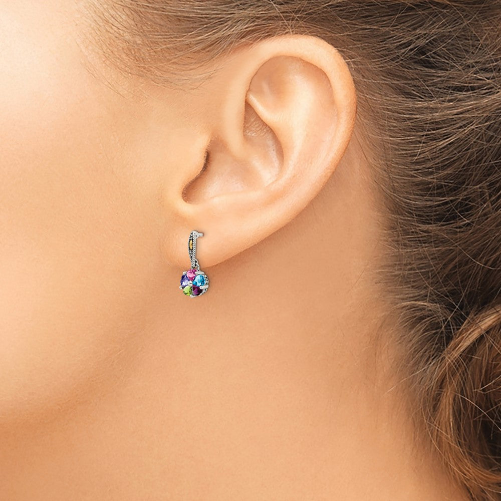 Sterling Silver Antiqued w/14k 5-stone Mother's Earring Mounting