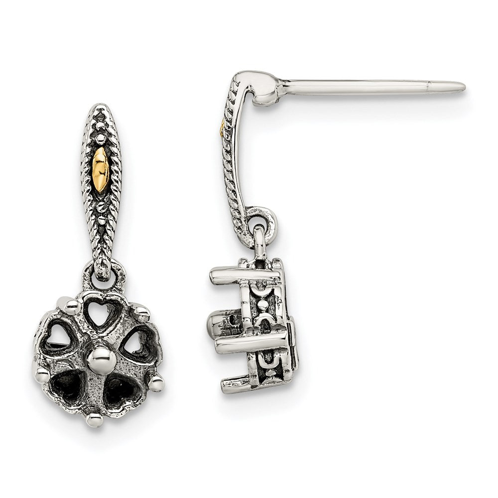 Sterling Silver Antiqued w/14k 5-stone Mother's Earring Mounting