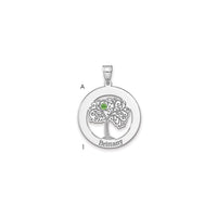SSilver/Rhodium-plated 1 Birthstone w/SSilver Bezel Family Pendant