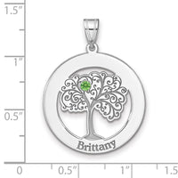 SSilver/Rhodium-plated 1 Birthstone w/SSilver Bezel Family Pendant