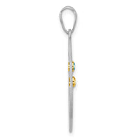 Sterling Silver/Rhod-plated 2 Birthstone w/ 14k Bezel Pendant