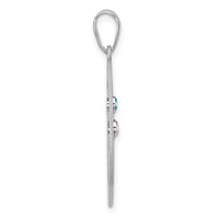 Sterling Silver/Rhodium-plated 2 Birthstone w/SSilver Bezel Pendant