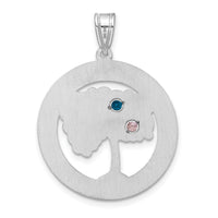 Sterling Silver/Rhodium-plated 2 Birthstone w/SSilver Bezel Pendant