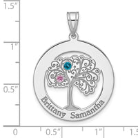 Sterling Silver/Rhodium-plated 2 Birthstone w/SSilver Bezel Pendant