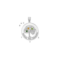 Sterling Silver/Rhod-plated 3 Birthstone w/ 14k Bezel Family Pendant