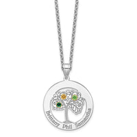 Sterling Silver/Rhod-plated 3 Birthstone w/ 14k Bezel Family Pendant