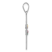 SSilver/Rhodium-plated 4 Birthstone w/SSilver Bezel Family Pendant