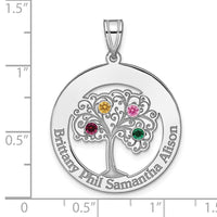 SSilver/Rhodium-plated 4 Birthstone w/SSilver Bezel Family Pendant
