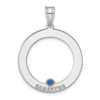 SSilver/Rh-plated 1 Birthstone Circle w/ 14k Bezel Family Pendant