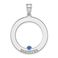 SSilver/Rh-plated 1 Birthstone Circle w/SSilver Bezel Family Pendant