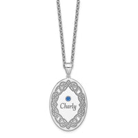 Sterling Silver Rhodium-plated Crystal Family Pendant