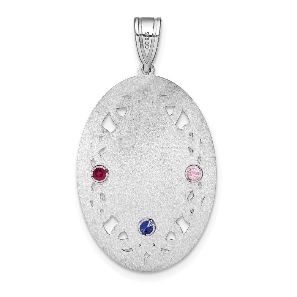 Sterling Silver Rhodium-plated Crystal Family Pendant