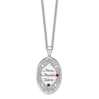 Sterling Silver Rhodium-plated Crystal Family Pendant