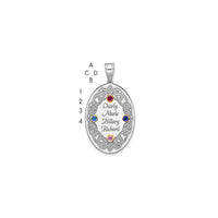 Sterling Silver Rhodium-plated/14k Bezel Crystal Family Pendant