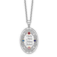 Sterling Silver Rhodium-plated/14k Bezel Crystal Family Pendant