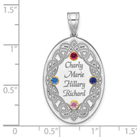 Sterling Silver Rhodium-plated/14k Bezel Crystal Family Pendant