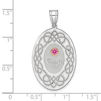 SSilver Rhodium-plated/14k Bezel Crystal Family Pendant