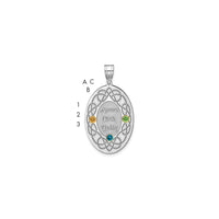 Sterling Silver Rhodium-plated/14k Bezel Crystal Family Pendant