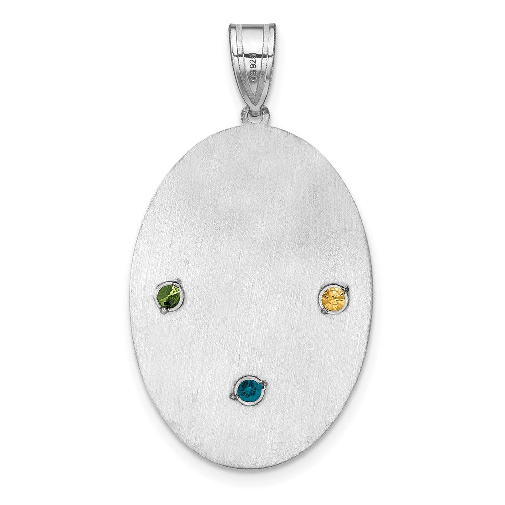 Sterling Silver Rhodium-plated Crystal Family Pendant