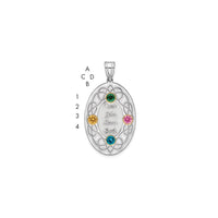 Sterling Silver Rhodium-plated/14k Bezel Crystal Family Pendant