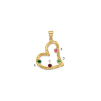 SSilver/Gold-plated 4 Birthstone Heart w/SSilver Bezel Family Pendant