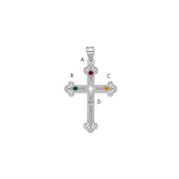 Sterling Silver Rh-plt Crystal Family Cross Pendant