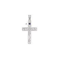 Sterling Silver Rh-plt/14k Bezel Crystal Family Cross Pendant