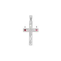 Sterling Silver Rh-plt/14k Bezel Crystal Family Cross Pendant