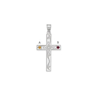 Sterling Silver Rh-plt Crystal Family Cross Pendant