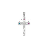 Sterling Silver Rh-plt Crystal Family Cross Pendant