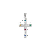 Sterling Silver Rh-plt Crystal Family Cross Pendant